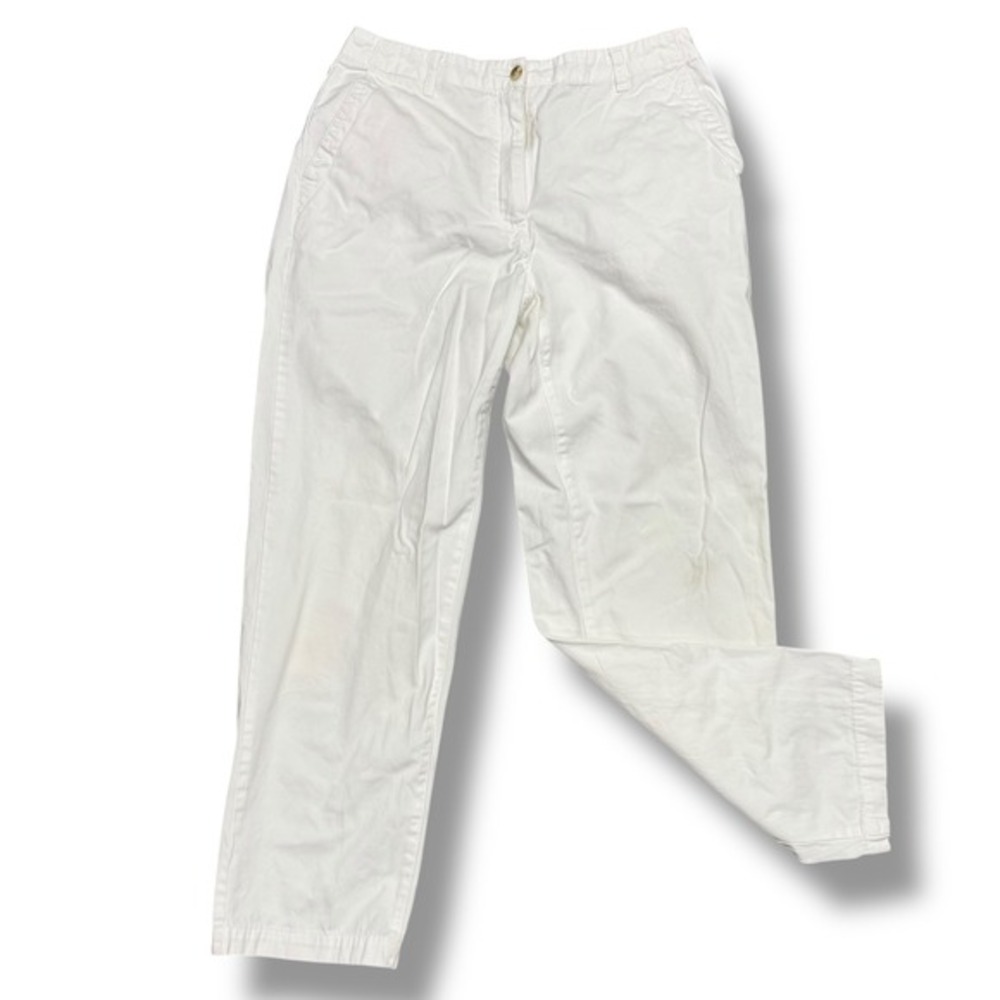LL Bean women's chino pants size 8 reg white 100% cotton classic fit trousers